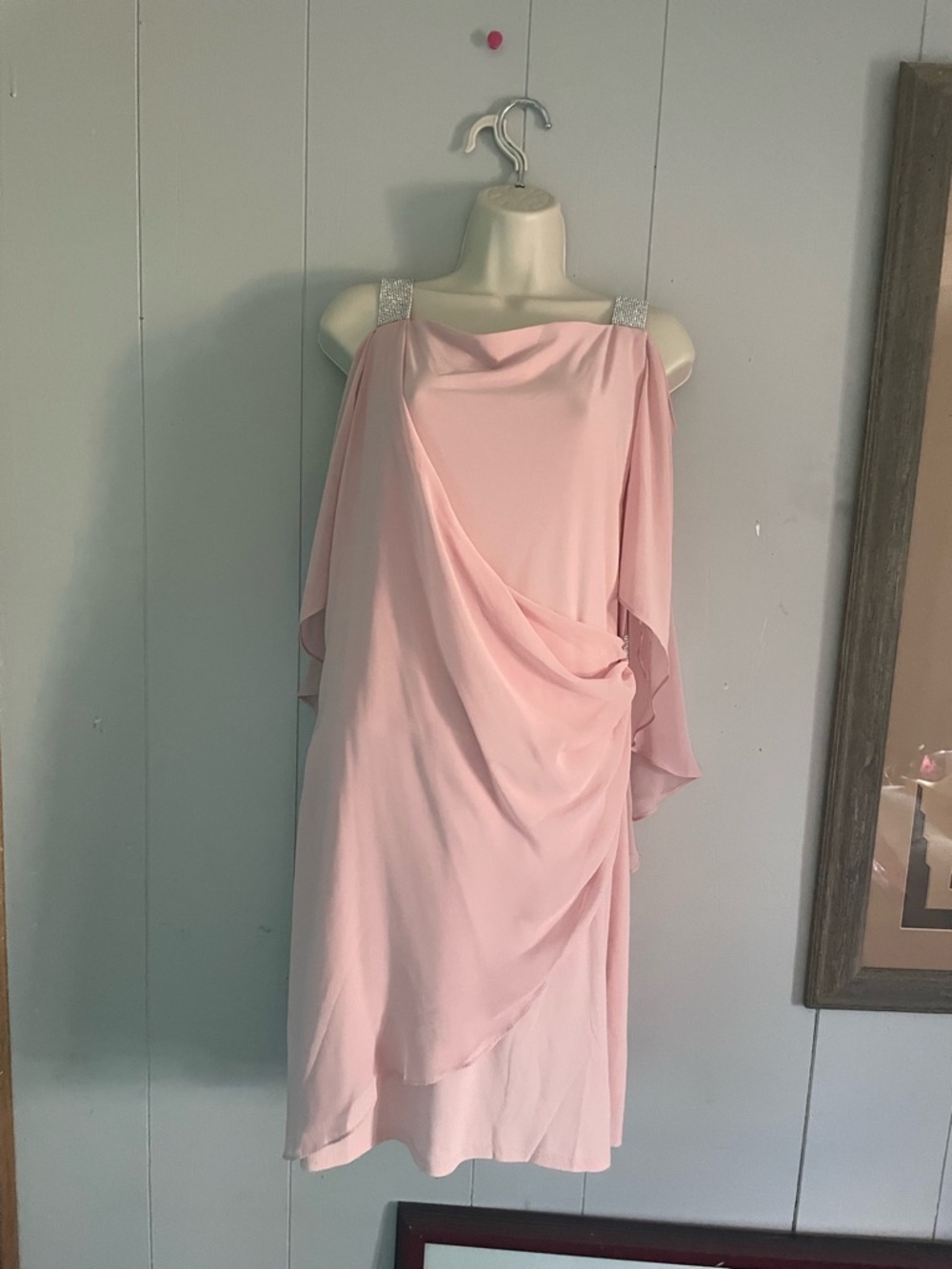 MSK Pink Draped Women’s Dress with Embellished Straps